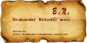 Brabander Nikodémusz névjegykártya